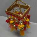 Square Centre Hanging Wall Roof Ceiling Hanging Jhoomar Colorful Rose Flower Hangings Decorative Ornament Party Decorations Home Décor for Wedding Festivities & Gifting Size(4"X10")