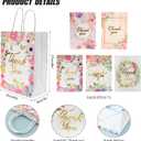 Outink 50 Pcs Thank You Gift Bags Bulk Floral Design Thank You Paper Bags Colorful Thank You Bags for Wedding Business Baby Shower Boutique Birthday Party, 8x6x3in