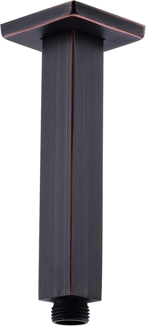 6 Inch Square Ceiling Mount Shower Arm with Flange, Stainless Steel Replacement Rain Shower Head Extension Arm,Oil Rubbed Bronze
