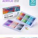 Acrylic Colored Pens Set, 36 Colors Retractable Gel Ink Pens, 0.7mm Fine Point Colorful Pen for Black Paper, Rock, Glass, Fabric and Art Crafts Supplies, Color Pen for Journaling Note Taking