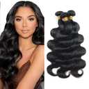 Body Wave Bundle Human Hair Natural Black Bundles 24 26 28 Inch Unprocessed Brazilian Virgin Hair 3 Bundles 150g #1b Color Natural Black