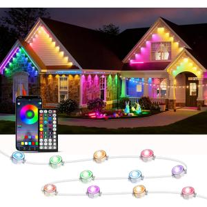 RGB Permanent Outdoor Lights, 300FT LED Eaves Lights with Smart App Remote Control, IP67 Waterproof, Music Sync, Timing Function for Christmas, Party, All Holiday Decorations