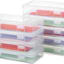 novelinks Plastic Clear Storage Containers for Organizing, Craft Storage Organizers and Stackable Storage Bins with Lids for Pencil Box, Bead, Cookie Cutter, Board Game (9 Pack Medium)