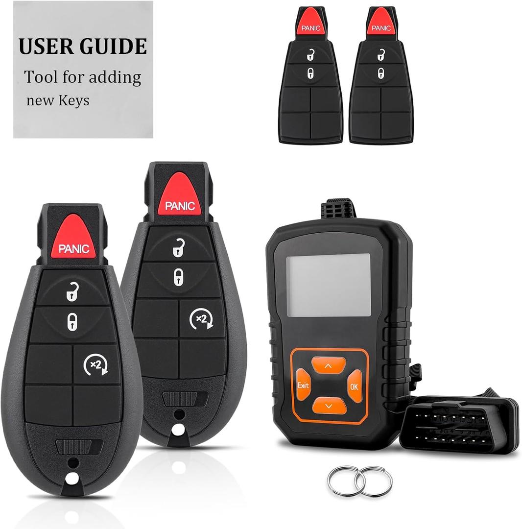 DIY Key Fob OBD Tool Fits for Dodge Ram 1500 2500 3500 2013-2017 | Easily pair car keys with this DIY kit. OBD tool & manual included, retains all original button functions and cuts costs.