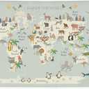 DDYGZYW World Map Banner for Kids Wall Art,World Maps for Wall,World Map Cute Animal Tapestry Wall Hanging Banner Flag Decor for Kids Room Classroom Nursery Homeschool 30x20 Inch