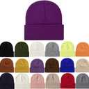 Beanie Hats for Women Men Knit Winter Beanies Warm Winter Hats Acrylic Knit Cuffed Beanie Cap Unisex Purple (Purple)
