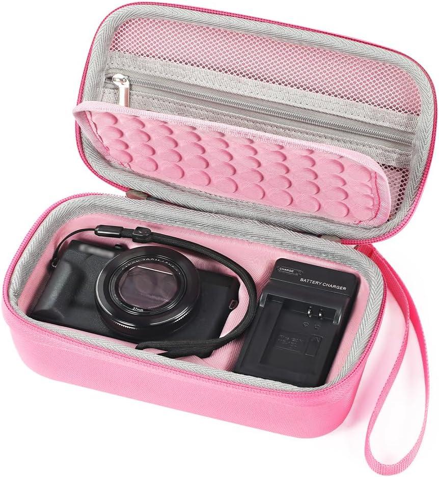 Camera Bag Carrying Case Compatible with Canon G7X Mark III/ G7X Mark II Digital Camera, Hard Bag Suitable for Travel and Home Storage (Pink)