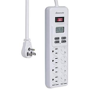 DEWENWILS 8-Outlet Power Strip with Timer (4 Timed/ 4 Always On), Digital Timer Outlet for Reptile Light, Turtle Grow Light Indoor Bearded Dragon Tank Accessory Aquarium, 6ft SJT Cord, 15A UL Listed