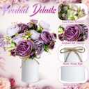 Solsew 3 Sets Artificial Peonies Flower Peony Bouquet with Galvanized Metal Pot Silk Fake Peonies Faux Flower Arrangements for Wedding Table Centerpiece Party Home Room (Purple)