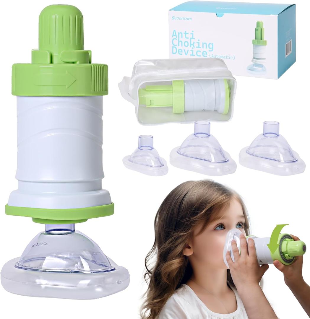 Jointown FSA HSA Automatic Choking Rescue Device for Kids and Adults with 3 Masks, Portable Dechoker Anti Choking DeviceStrong Suction Home Emergency KitFirst Aid Airway Assist Device