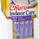 INABA Churu Indoor Care for Hairball Control, Functional Lickable Cat Treat with Taurine & Green Tea Extract, 0.5oz Each, 24 Tubes Total, Tuna Recipe (EXP 08/14/27)