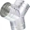 TOP-VIGOR 6" Inch to 6" Inch Y Shape Duct Splitter, 90 Degree Dust Fitting Adapter, 3 Way Duct Hose Connector, Galvanized Steel Branch for Exhaust Fan, Dryer Vent Hose, Industrial HVAC Ventilation