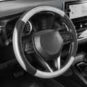 SEG Direct Steering Wheel Cover for Car, Standard Size 14.5-15 inch, Auto Interior Accessories, Black with Sliver Carbon Fiber Pattern
