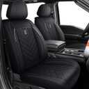DISUTOGO Ford F150 Seat Covers Custom Fit for Ford F150 2009-2025 2026 and F250 F350 F450 2017-2025 2026 -Airbag Compatible, Pure Black Waterproof Faux Leather Car Seat Cover(110-Black/Front only)