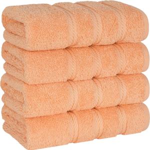 American Soft Linen Luxury Hand Towels for Bathroom, 600 GSM 100% Cotton Turkish 4 Piece Hand Towel Set, 600 GSM Hand Face Towels for Kitchen, Peach Hand Towels
