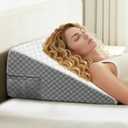 Wedge Pillow, 10 Inch Bed Wedge Pillow for Headboard, Pillow Wedge for Acid Reflux Relief, After Surgery, SleepingBack Pain Relief, Memory Foam Top, LightGrey