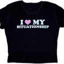Baby Tees for Women Y2k Funny Graphic Short Sleeve Grunge 90s Teens Summer T-Shirts, S