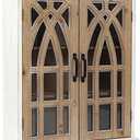 Haigopa Double Door Wall Mounted Cabinet - Rustic Wood Bathroom Storage with Glass Insert, Farmhouse Style Vintage Hanging Cabinet, Fully Assembled