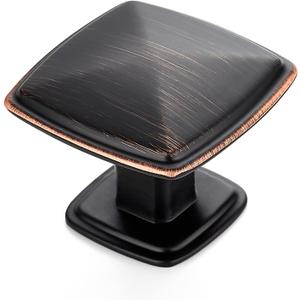 Ravinte 15 Pack Oil-Rubbed Bronze Kitchen Cabinet Square Knob Single Hole Cabinet Hardware for Dresser Drawer Cabinet Pulls Drawer Knobs Cabinet Knobs