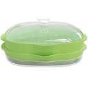Microwave Bacon Rack, Two-Tier Bacon Grill Tray, Multifunctional Steamer for Cooking Food and Vegetables, Bacon Cooker with Splatter Lid, Large Capacity, Suggest Dishwasher Clean.（Light Green）  