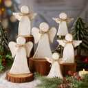 Yerliker 3 Pcs Christmas Angel Table Decoration Wooden Farmhouse Table Centerpieces Rustic Christmas Angel Wooden Sign Statue Figurine Block Tiered Tray Decor for Home Decor Xmas Gifts Decoration