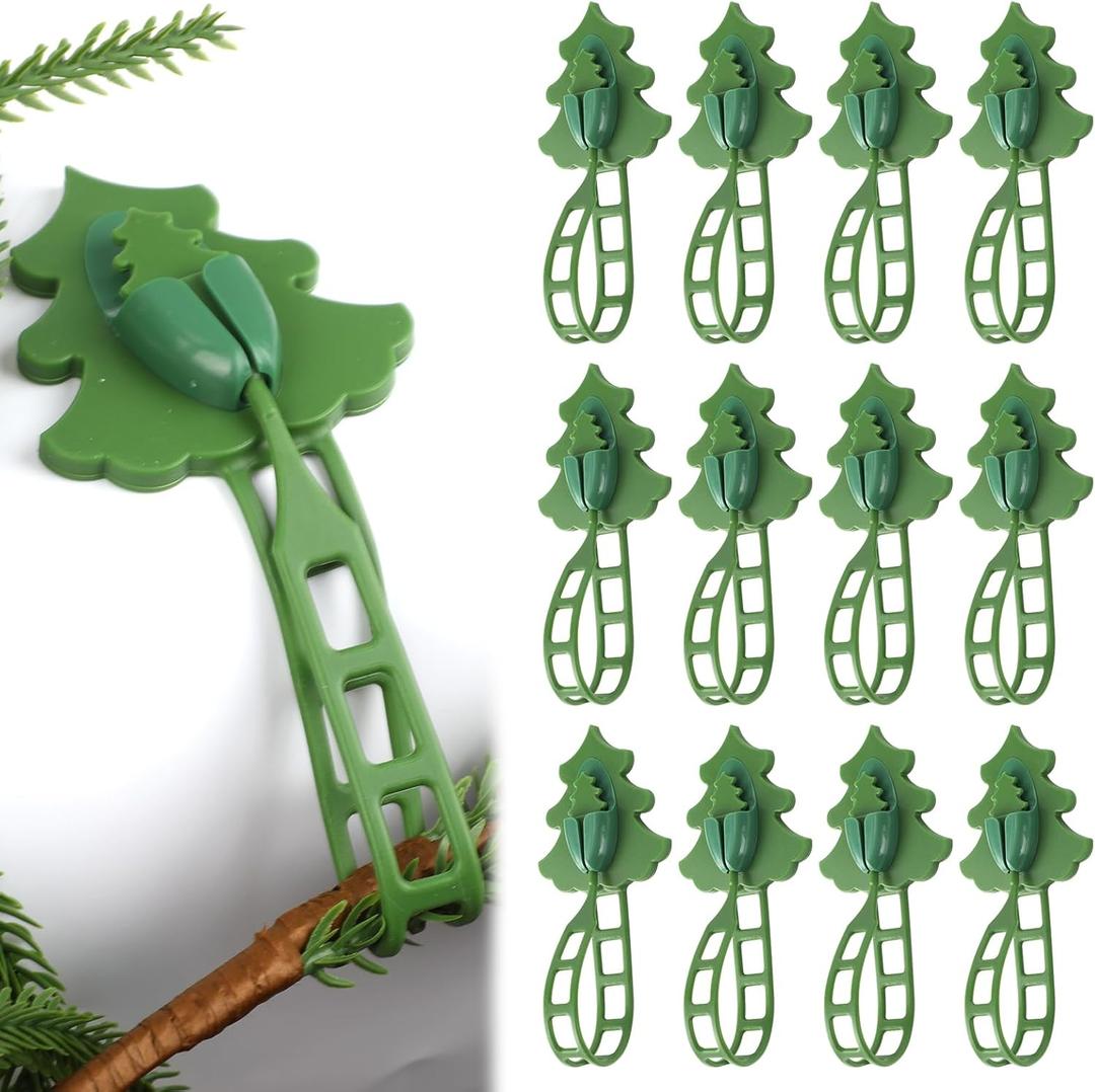 12pcs Christmas Garland Hangers, Silicone Holder Durable Christmas Garland Hanger for Mantle Practical Hook Accessories for Front Door Frame Staircase Fireplace Party Supplies (Green)