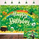3 x St.Patrick's Day Birthday Backdrop Banner Lucky Green Shamrock Lrish Rainbow Photography Background Spring St. Patrick's Day Birthday Party Decorations Kids Baby Shower Photo Booth (7X5FT)