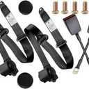 2 Pack 3-Point Pads Adjustable Retractable Straps Cover Universal Replacement Set for Go Kart, Golf Cart,Minivan Van,SUV,UTV, VR,Pickup,Truck for Modification Belt Protective Covers Kit -L(Black)