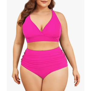 American Trends Womens Plus Size Bikini Two Piece Swimsuits Tummy Control Bathing Suits High Waisted Bikini Swimwear Size "2XL"