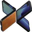 Foluu for Samsung Galaxy Z Flip 7 5G Case, Galaxy Z Flip 7 Leather Case, PU Leather + Hard PC Shell Ultra Thin Slim Durable Protective Phone Case Cover for Samsung Galaxy Z Flip7 5G 2025 (Yellow)