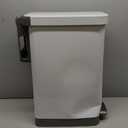 Glad Slim Trash Can with Clorox Odor Protection - Narrow Kitchen Garbage Bin with Soft Close Lid, Step On Foot Pedal and Waste Bag Roll Holder, White Stainless Steel, 45 Liter