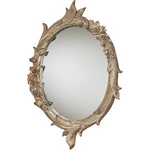 Touch of Class Beautiful Peacock Elegance Oval Wall Mirror - Resin, Glass - Copper, Champagne Tones - Looking Glass for Bedroom, Living Room, Bathroom, Entryway, Foyer - Painted by Hand