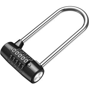 KeeKit 5 Digit Combination Padlock, 4.65 Inch Long Shackle Resettable Padlock, Lengthened Gym Lock Waterproof for School, Employee, Gym & Sports Locker, Gate, Case, Toolbox, Fence - Black (1 Pack)