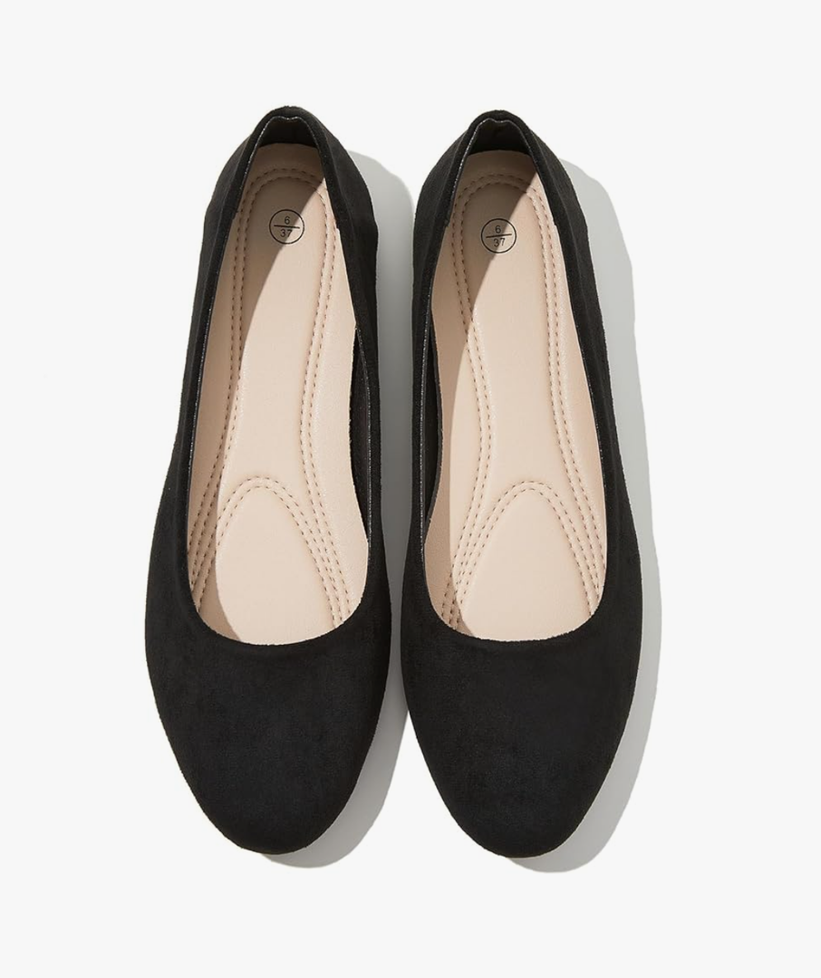 Shupua Flats for Women Round Toe Flat Shoes Dressy Black Ballet Flats Comfortable Womens Dress Shoes Ballerina Flats for Work SIZE 7