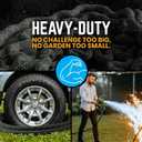 PowerFlow Garden Hose, NON-EXPANDABLE 25 Feet Premium Quality Stainless Steel Metal Water Hose with Durable Fabric Skin, Hose For Commercial, Residential Use, Bonus 10-way Spray Nozzle (25 Ft, Black)