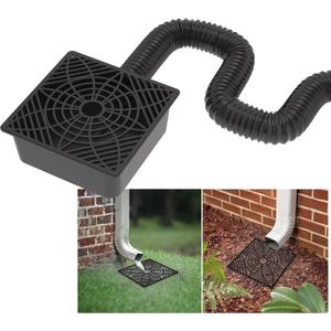 YOTODY Gutter Downspout Extensions,Catch Basin Low Profile Downspout Extender | No Deep Dig Catch Basin, Flexible Pipe Extension to 5.1ft, Protect House Foundation