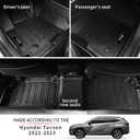 Custom for 2022 2023 2024 2025 2026 Hyundai Tucson Floor Mats Cargo Trunk Liner and Rear Seat Backrest Mat Full Set All Weather TPE Rubber Protection Mat Accessories (for 2022-2026 Tucson All Model)