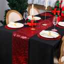 2 x Snowkingdom Red Sparkly Table Runner Sequin Glitter Metallic Foil Mesh Runner 11 Inch x 100 Feet Romantic Wedding Reception Anniversary Birthday Party Bridal Shower Mother's Day Table Decoration