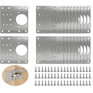 20PCS Upgraded Cabinet Hinge Repair Plate Kit: FOGZUVR Durable Door Hinge Mounting Plate Stainless Steel, Large Cabinet Fix Board with Screws for Kitchen Cabinet, Cupboard Doors and Furniture