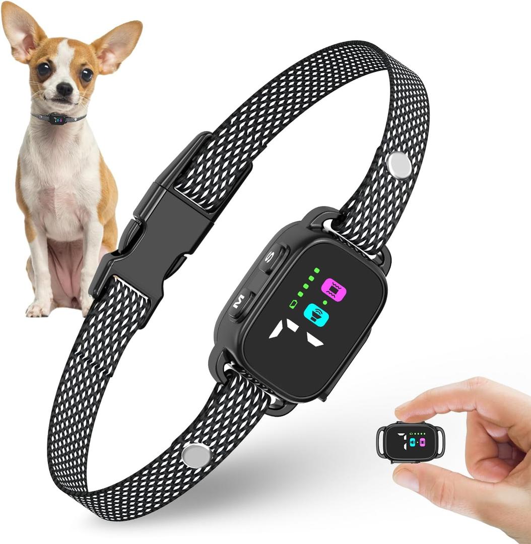 RICIVI Anti-Bark Collar for Small Dogs, No Shock Anti Barking Collars with 7 Sensitivities, 3 Adjustable Modes Beep & Vibration, IP67 Waterproof - Effective & Humane, Premium Black