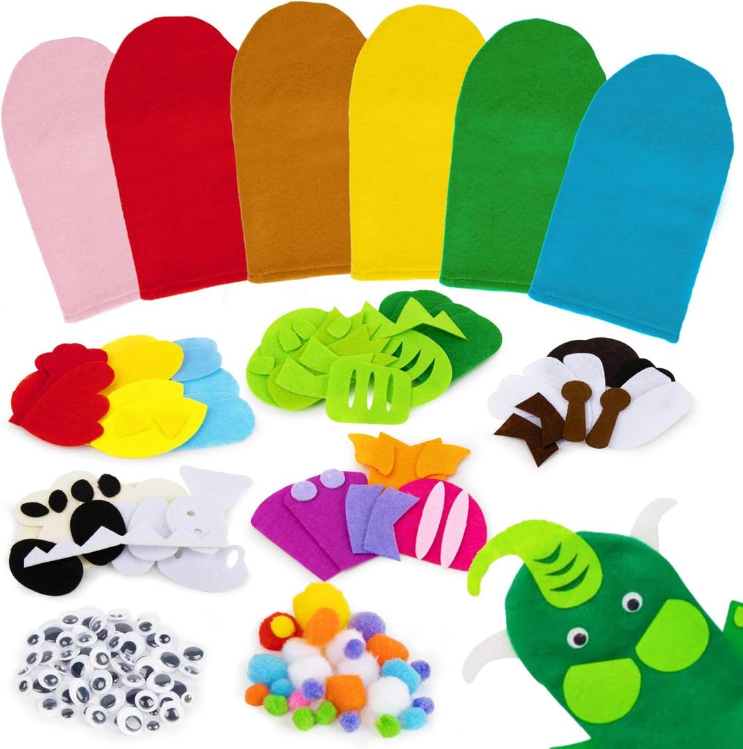 Hand Puppets - Hand Puppet Making kit Sock Arts and Crafts Kit for Party, DIY、Storytelling, Dramatic Play and Role-Play