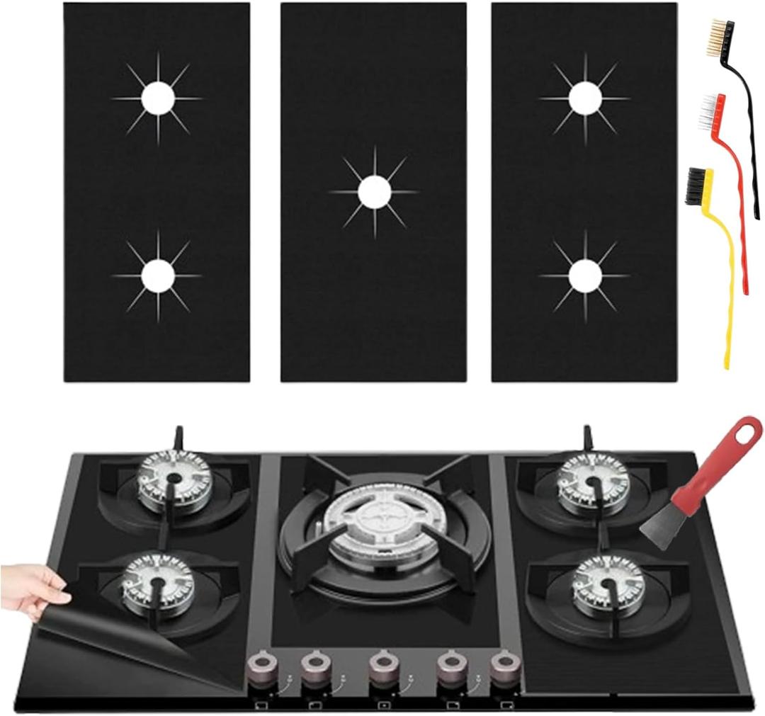 3Pcs Stove Guard for Gas Stoves, 0.3mm Stove Top Covers for Gas Burners, Easy-Clean Reusable Stove Surface Shields-Heat-Resistant Gas Range Protectors, Burner Covers for Gas Stovetop