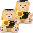 HyDren 2 Pack 10 Inch Graduation Stuffed Bear Animal, Class of 2025 Plush Bear Stuffed Animal with Graduation Cap and Sunflower Diploma for Kindergarten High School College Students Gifts (Beige)