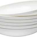 Vikko Pasta Bowls, 8.5 Inch Salad Bowls, White Soup Bowls, Fine Bone China Pasta Bowls, Set of 6, Microwave and Dishwasher Safe