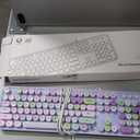 Dilter Wired Keyboard, 104 Keys Full-Sized Typewriter Keyboards, USB Office Keyboard with Number Pad, Caps Indicators, Foldable Stands for Windows, PC, Laptop, Desktop (Purple Colorful)