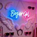 Nordstylee Led "Boy or Girl" Neon Signs Gender Reveal Party Decorations Neon Letters Signs Pregnancy Announcement Party Supplies Baby Shower Yard Signs(blue-pink)