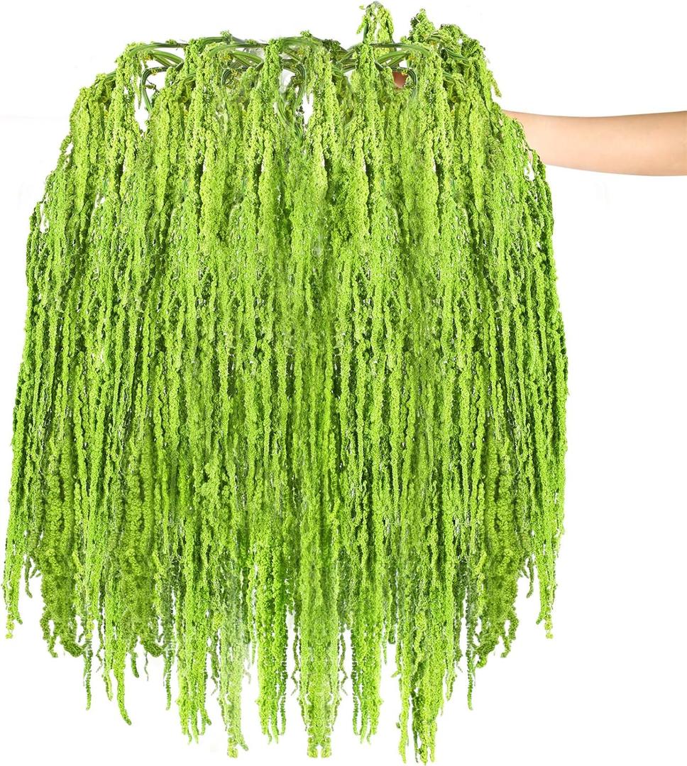 24 Pcs Green Spring Natural Dried Amaranthus Hanging Flowers Amaranthus Artificial Flowers for Wedding Arch Bouquet Floral Garland Wall Home Decoration (23 Inch)