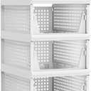 4 Pack Stackable Plastic Storage Basket Closet Organizer Bin Foldable Clothes Organizer Storage Drawer Shelf Container for Living Room Bathroom Kitchen Office (3L+1S)