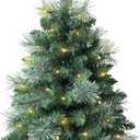 2ft Pre-lit Mini Artificial Christmas Tree,68 PVC Branches Tips & 17 Flowering Pine Needles & LED String Lights & Burlap Wrapped Base,Battery Operated Green Xmas Tree for Tabletop