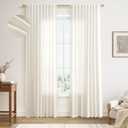 Nanspring Linen Curtains 84 Inches Long for Living Room 2 Panels Set Rod Pocket Back Tab Linen Drapes Semi Sheer Privacy Neutral Modern Farmhouse Window Curtain for Bedroom Natural Cream W52 x L84
